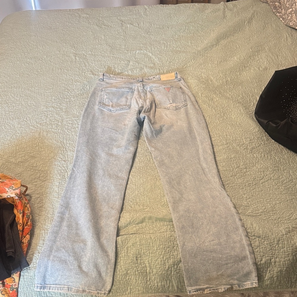 Guess High Rise Light Blue Ripped Jeans - Picture 2 of 4